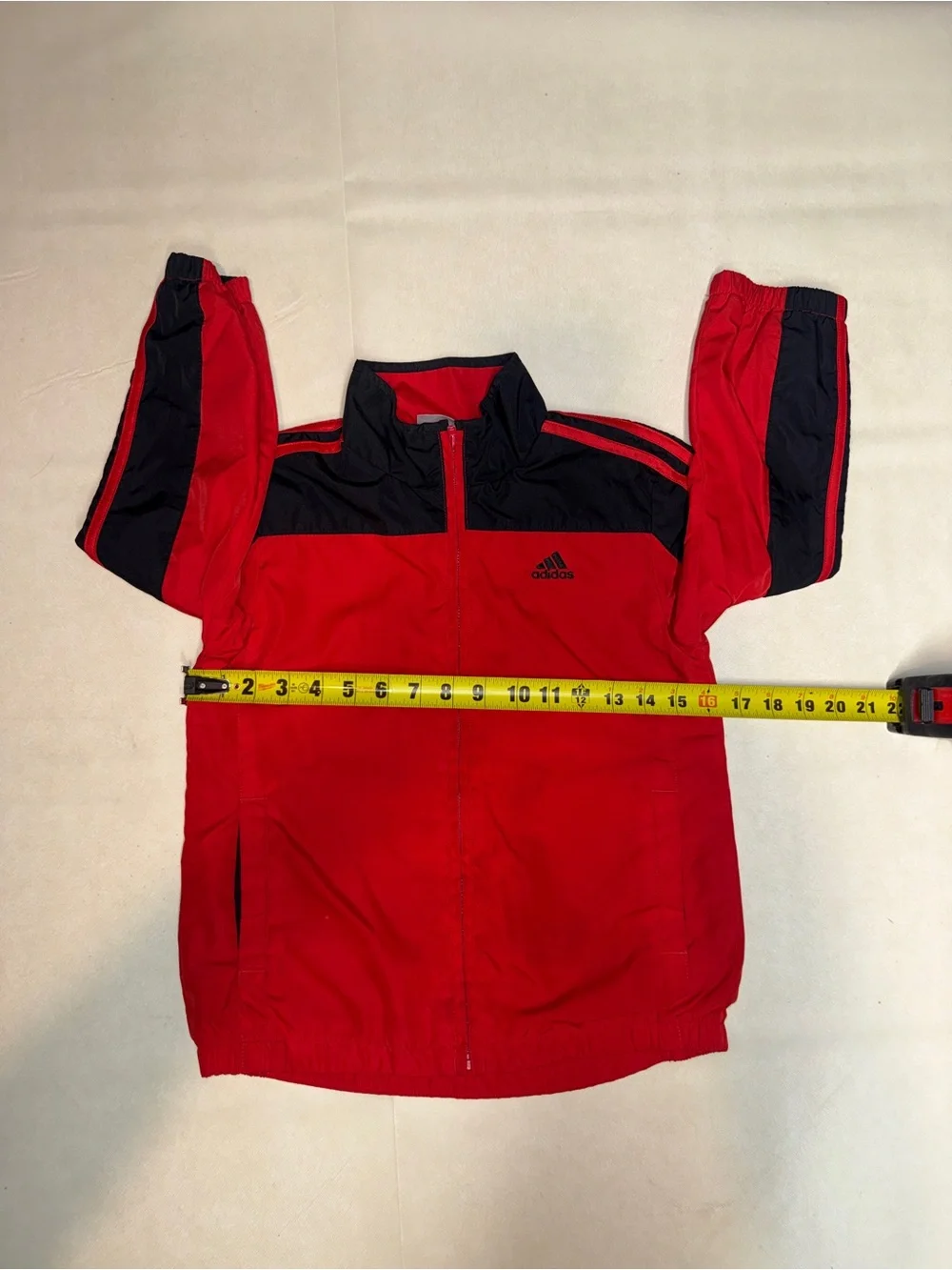 adidas Red and Black Kids Track Jacket with Zip